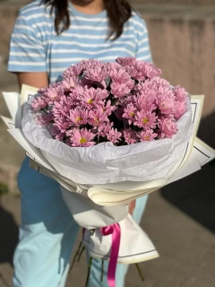 51 розовая ромашка с упаковкой